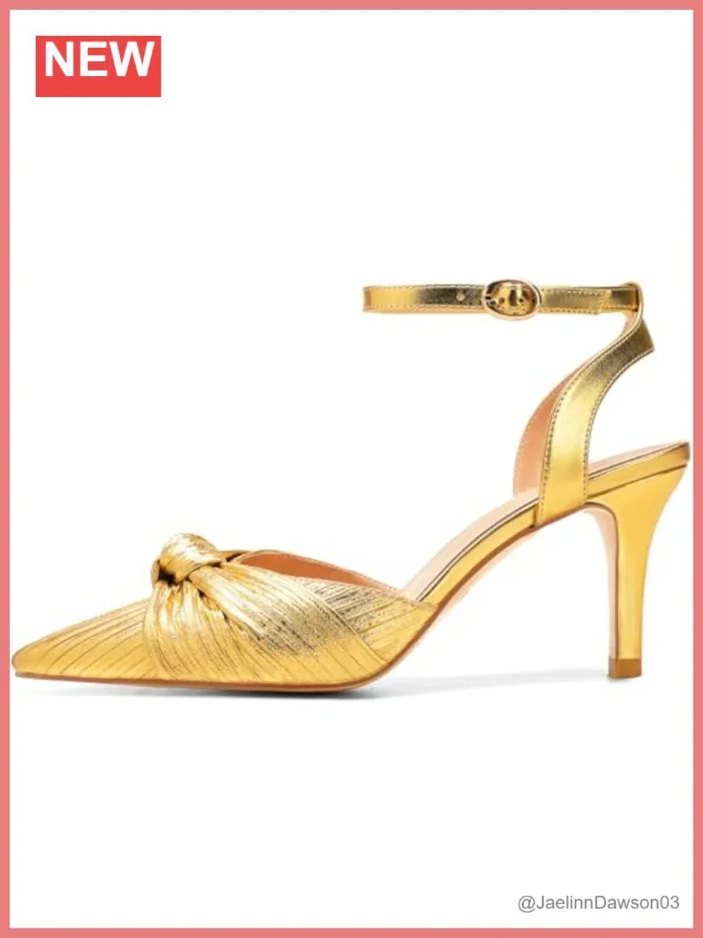 Faux Leather Kitten Heel Pumps with Ankle Strap Pleated Knot